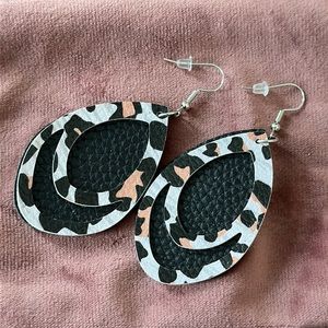 Leopard print Faux Leather earrings